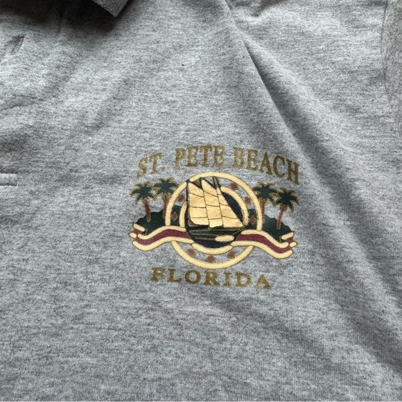 HANES Grey Polo Shirt St Pete beach Florida - Picture 5 of 12